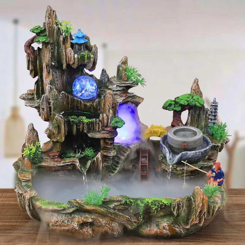 Bonsai Garden Fountain - Фонтан с видом на гору, рокарий,